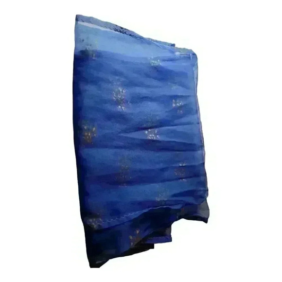 Vintage Lot 8 Chiffon Sheer Scarfs Royal Blue 12" x 68"  Bureau Curtains Crafts - Picture 4 of 8